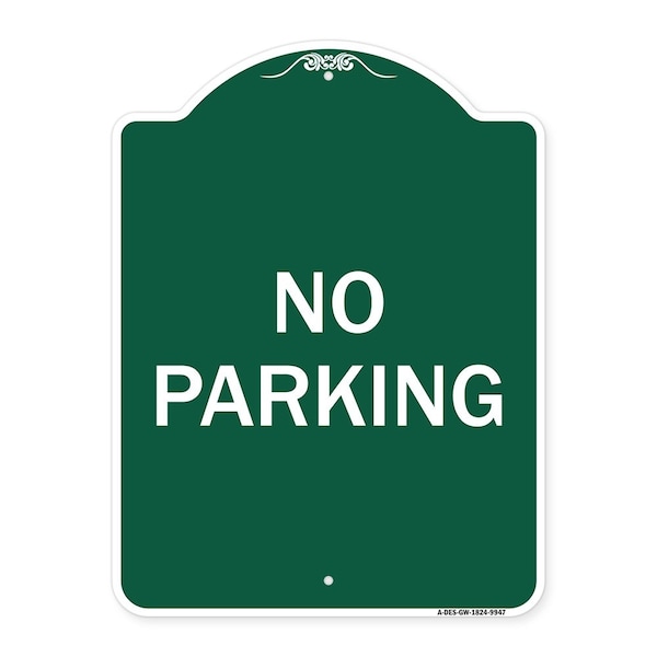 Signmission Designer Series Sign No Parking, Green & White Heavy-Gauge Aluminum Sign, 24" x 18", GW-1824-9947 A-DES-GW-1824-9947 - main